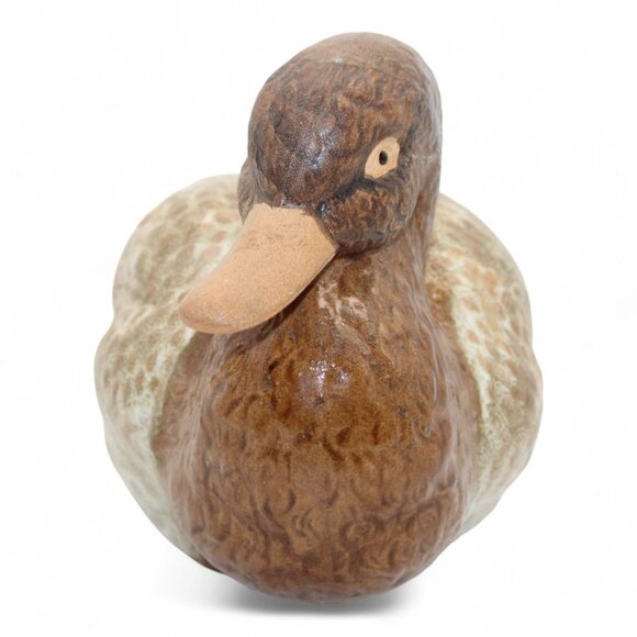Vintage Ceramic Duck Figurine Brown & Green Decorative Collectible Home Decor Di - Picture 2 of 8